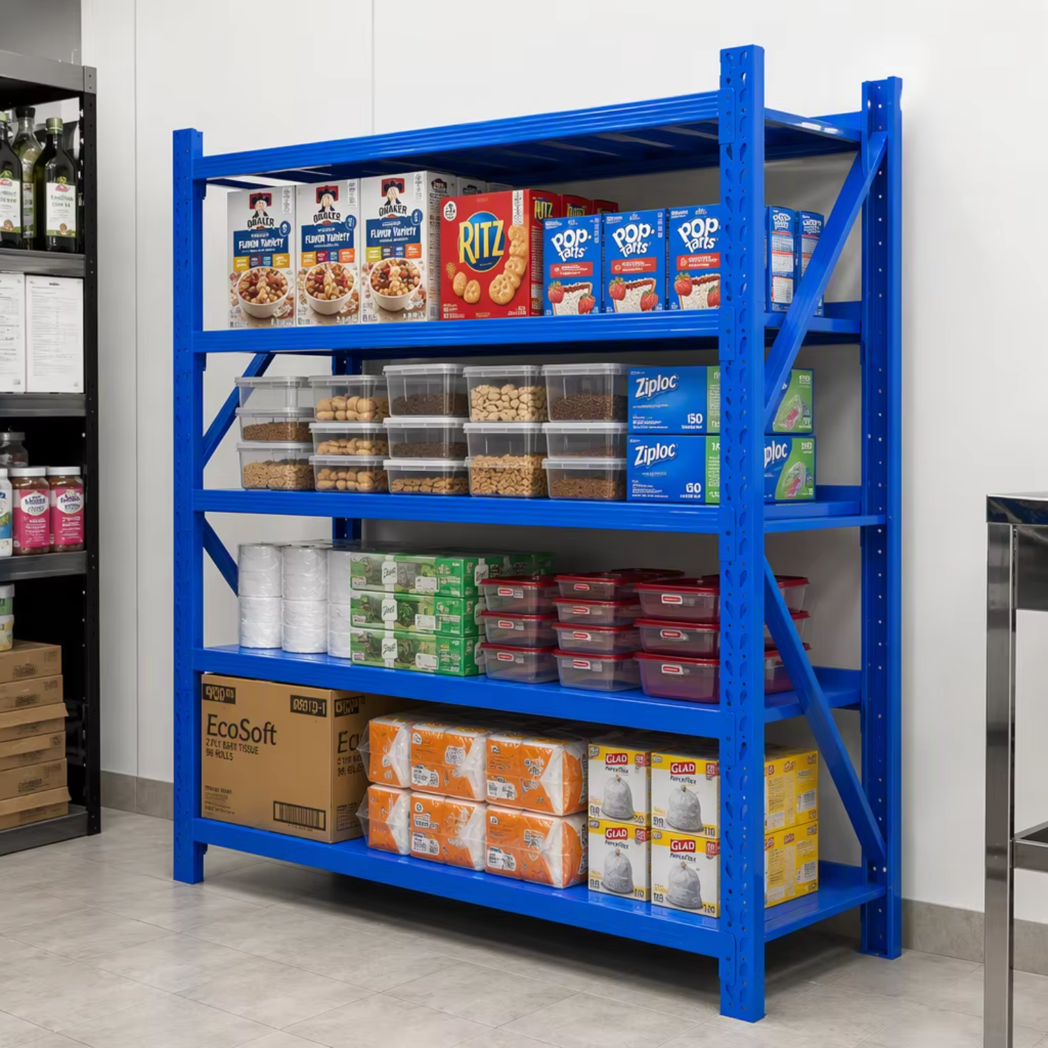 Heavy Duty Industrial Shelving Unit 4 Tier Metal Storage Rack Adjustable Warehouse Shelving Garage Shelves Boltless Black