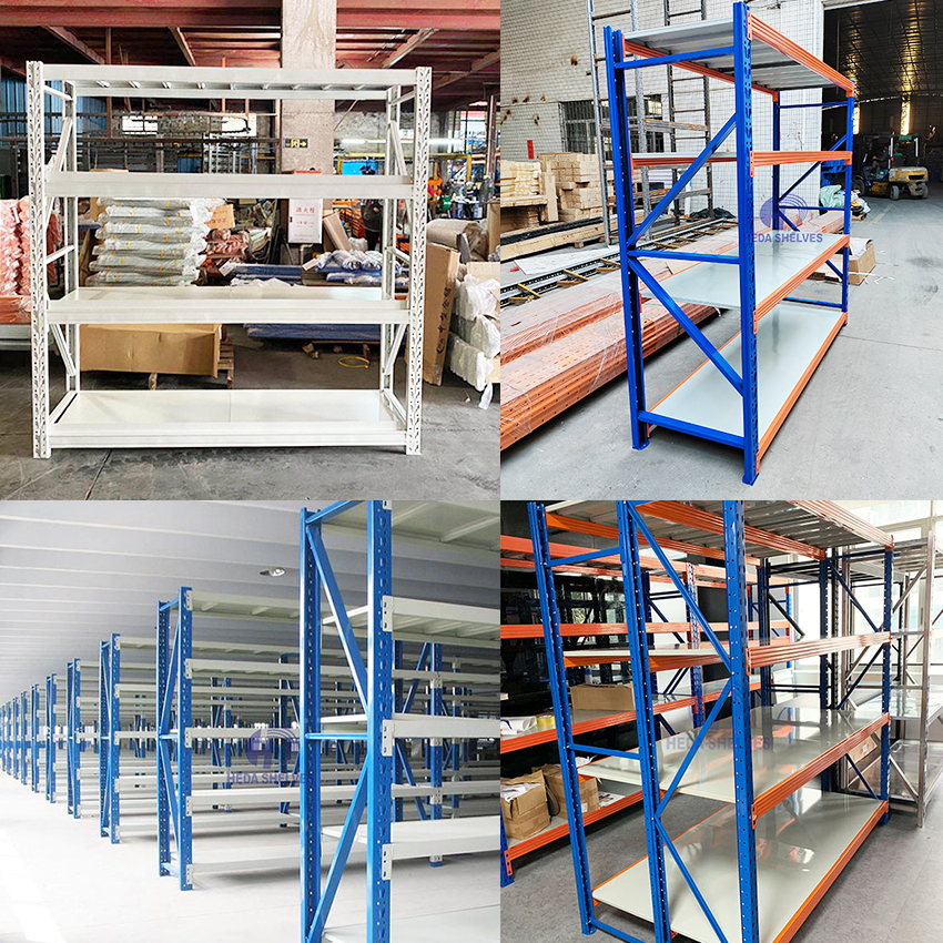 Heda Racking Adjustable Metal Boltless Shelf and Racks Warehouse Storage Medium Duty Metal Rack Shelf Garage Shelves