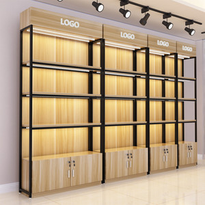 Customized Wooden Gondola Supermarket Shelf Single Sided Display Rack Pharmacy Convenience Store Display Rack