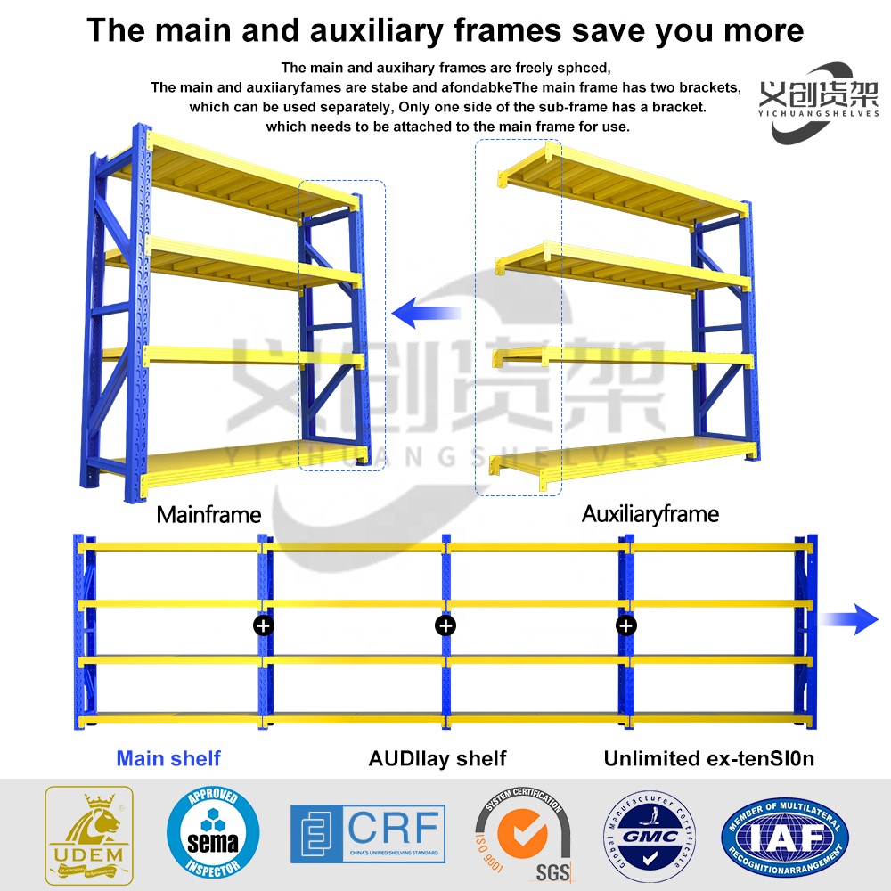 Steel Heavy Duty Load-Bearing 500kg/Layer Adjustable Storage Shelves Customizable Warehouse Medium Duty Shelving Racking