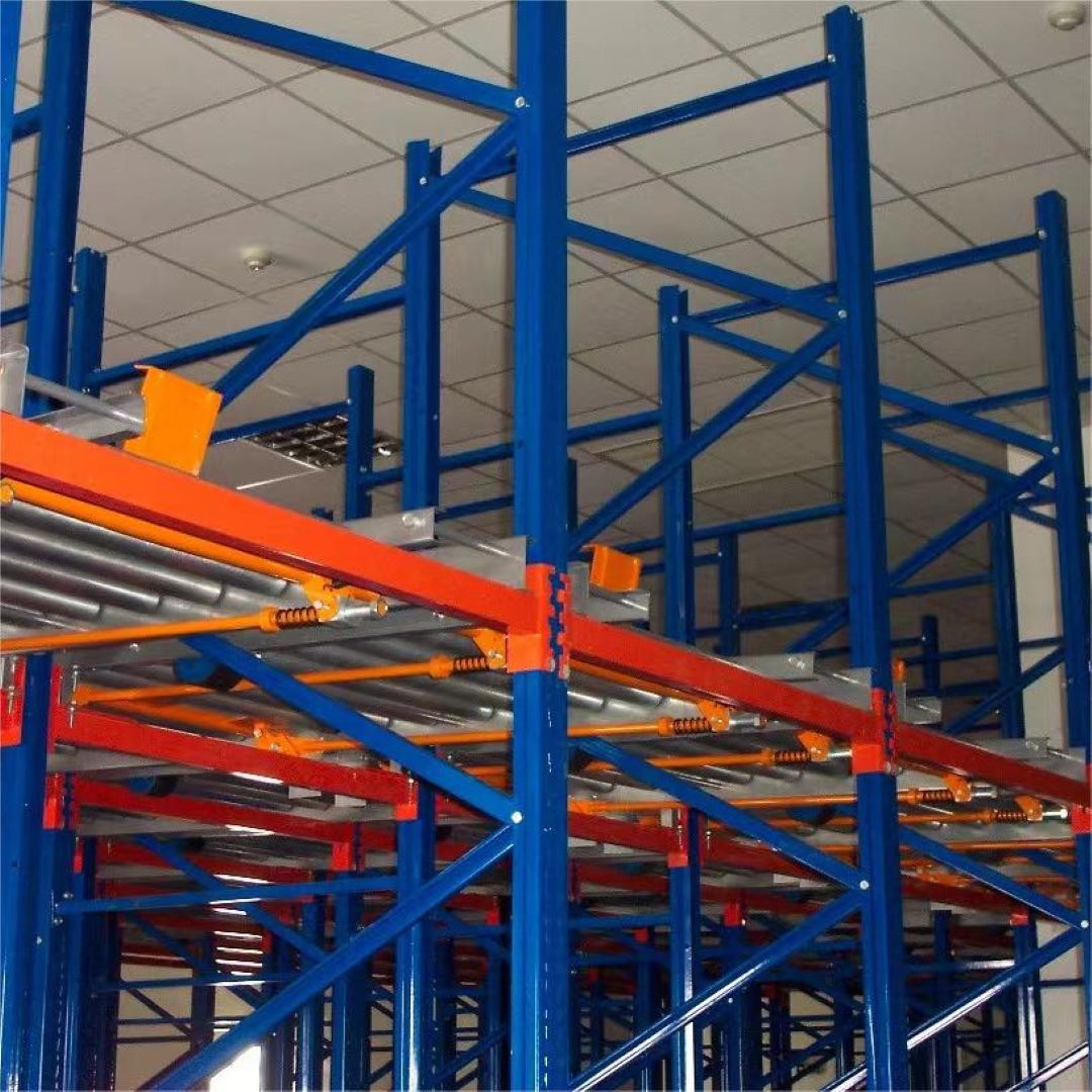 Heavy Duty Steel Roller Dynamic FIFO Gravity Racking System 5-Layer Warehouse Storage with Corrosion Protection