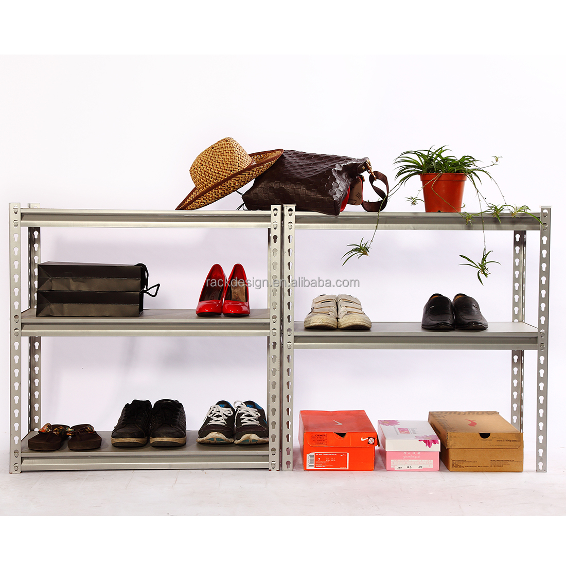 Multipurpose Adjustable Slotted Angle Racks Warehouse Storage Metal Slotted Angle Rack Steel Shelving Light Equipment Racks