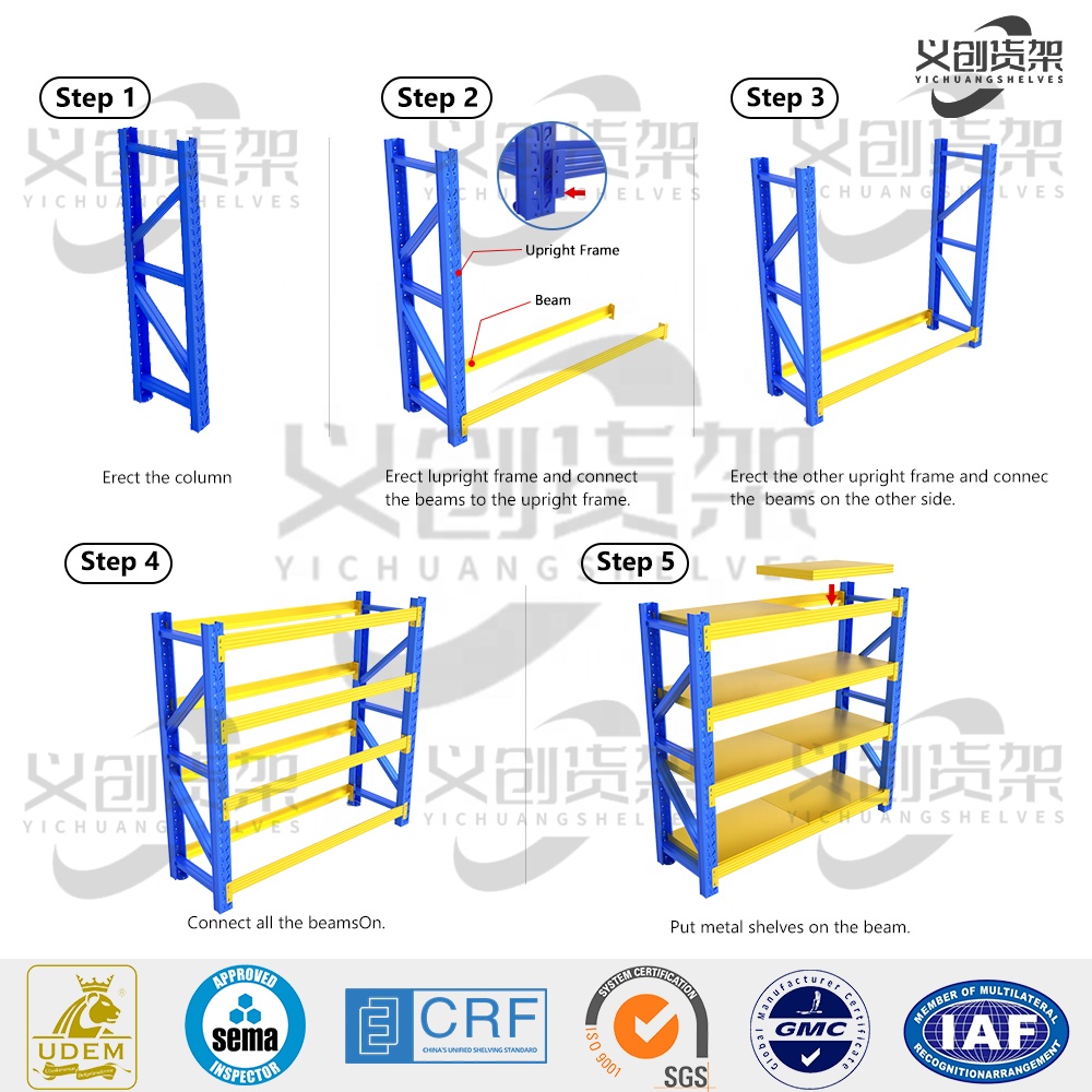 Steel Heavy Duty Load-Bearing 500kg/Layer Adjustable Storage Shelves Customizable Warehouse Medium Duty Shelving Racking