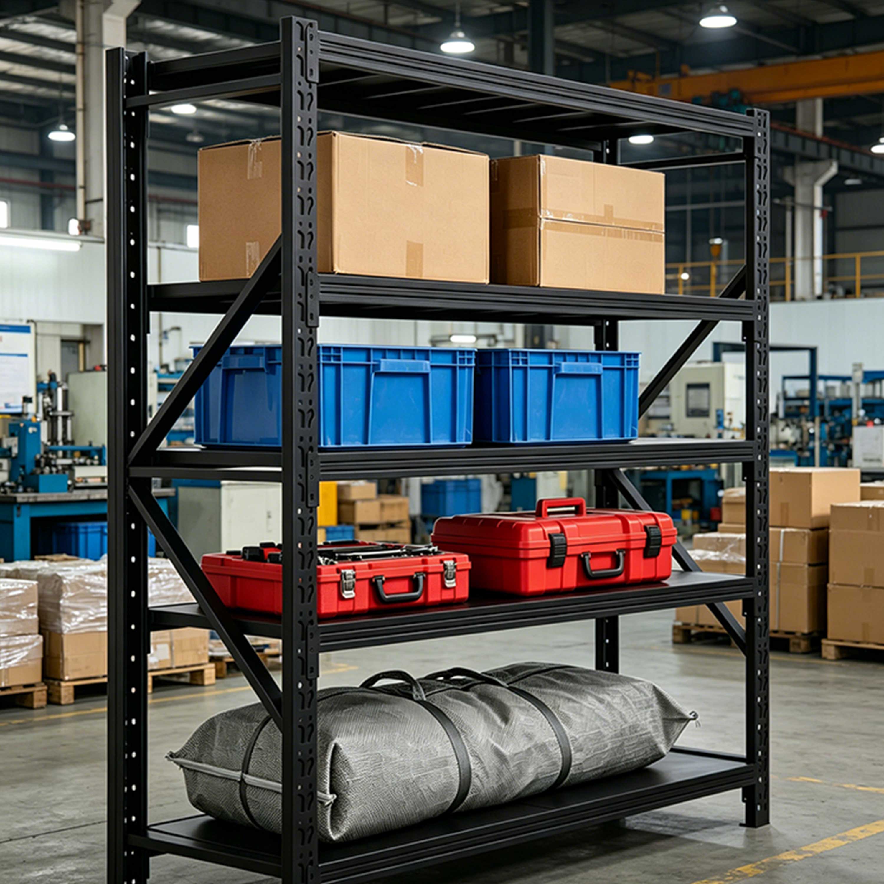 Steel Multi Level Storage Rack Powder Coated Corrosion Protected Card Slot Shelving Unit for Workshop Garage Warehouse