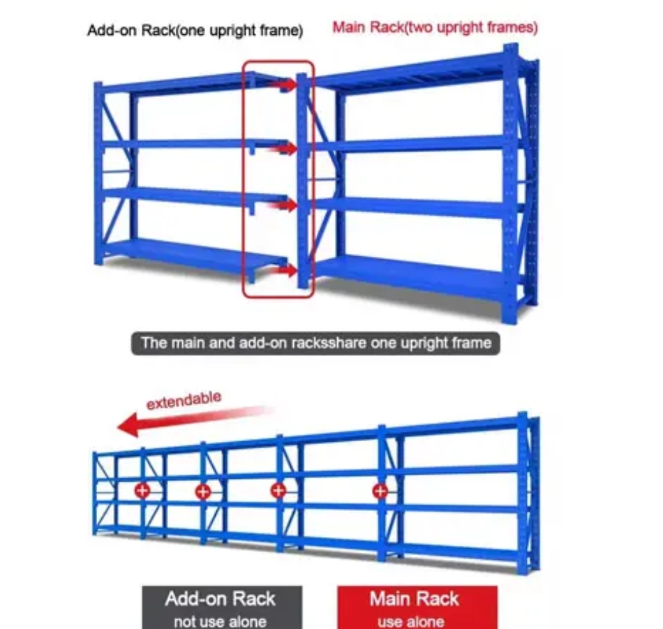 2000*500*2000mm Warehouse Racking Lightweight 100kg/layer Load Metal Assembled Storage Racking