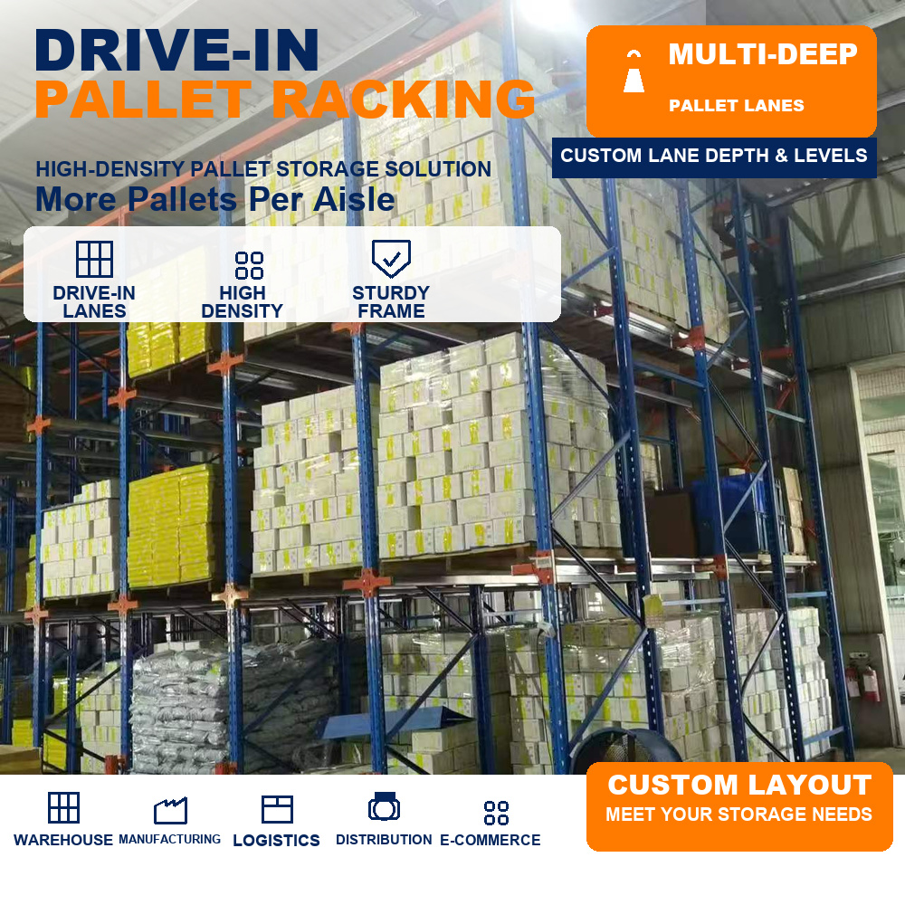 Heavy Duty Drive in Pallet Rack Warehouse High Density Storage Racking System Drive Through Rack for Cold Storage Logistics