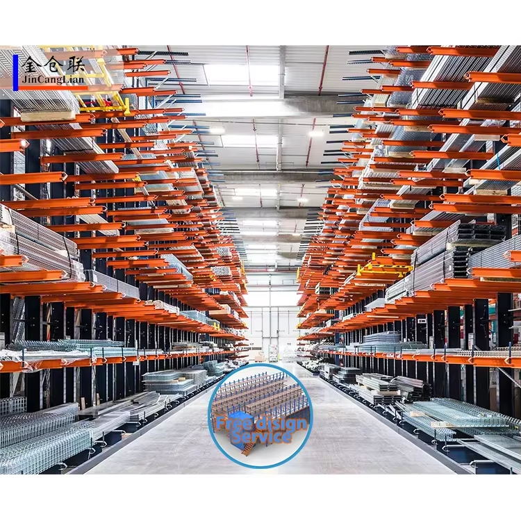 Single Sided 5 Layer Steel Cantilever Storage Rack Complete Small Bolts Nuts Anti-Corrosion Treatment High Storage Efficiency
