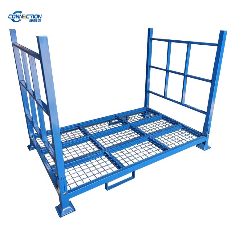 High Loading Capacity Steel Wire Mesh Pallet Foldable Stacking Rack Storage Tire Rack