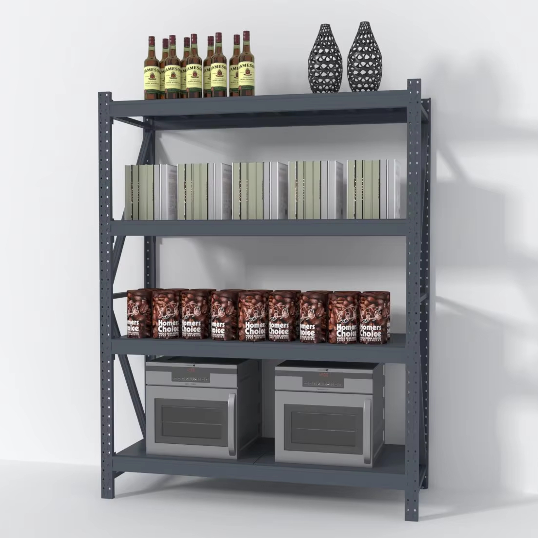 RD-33# Q235 Steel Multilayer Storage Rack Medium Duty Tier Adjustable Powder Coated Multi-Level Rack For Heavy Weight Cargo