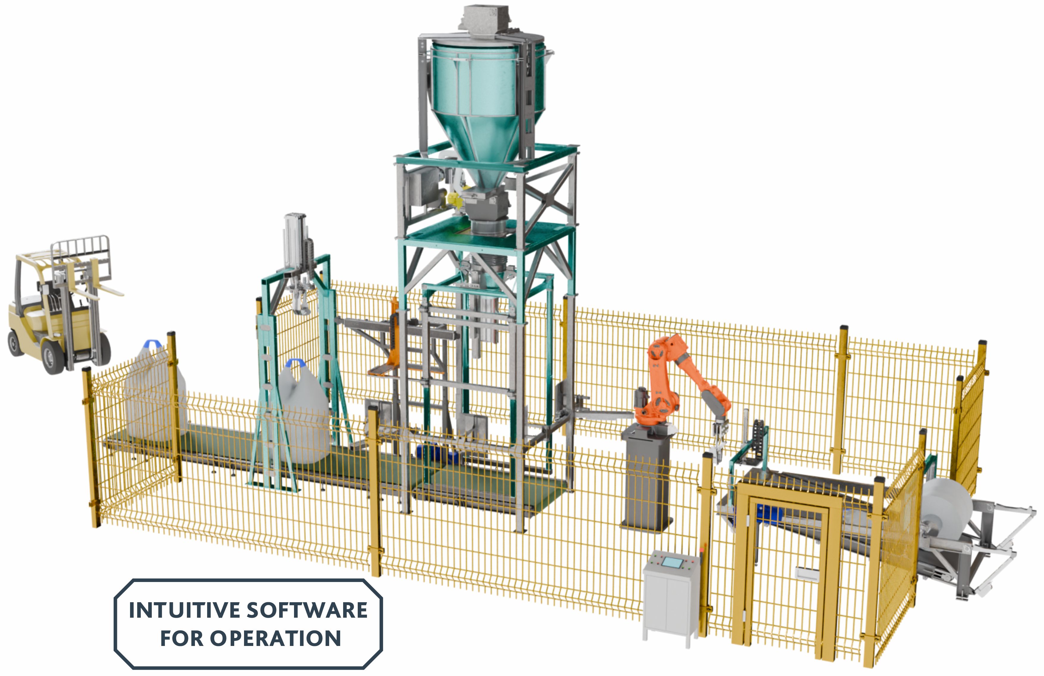 Robotic Arm Packaging System for Big Bags (40-80 Bags/Hour) Automated Filling &amp; Palletizing 2000kg Dosing Capacity 220V/380V
