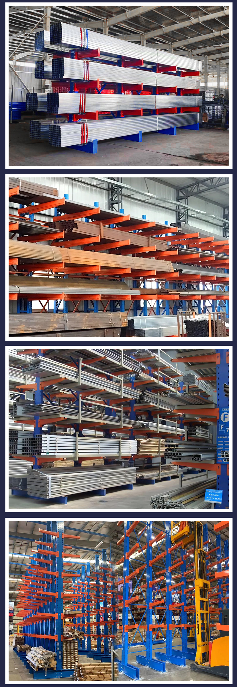 Pipe and timber cantilever racking installation