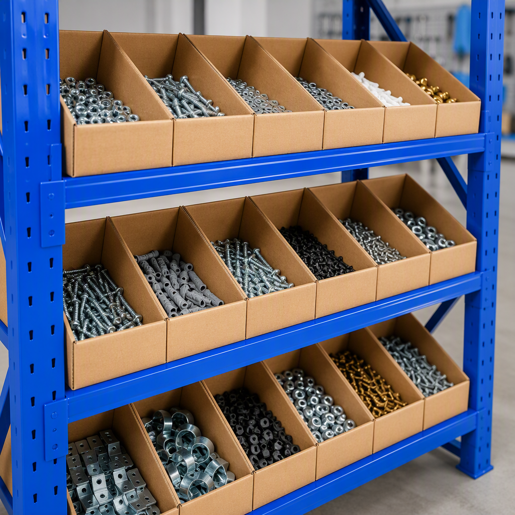 Factory Wholesale Industrial Metal Shelving Unit, Modular Slanted Pick Rack for Hardware &amp; Small Parts Storage