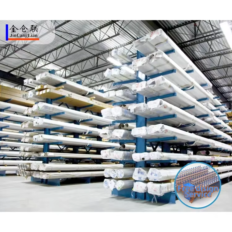 Single Sided 5 Layer Steel Cantilever Storage Rack Complete Small Bolts Nuts Anti-Corrosion Treatment High Storage Efficiency