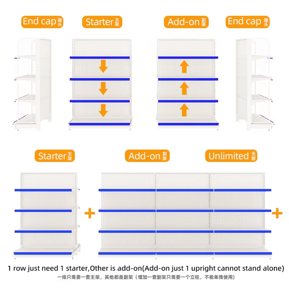 Versatile All Business Formats Cold-rolled Steel Double-sided Wire Shelving Supermarkets Adjustable Shelves Waterproof
