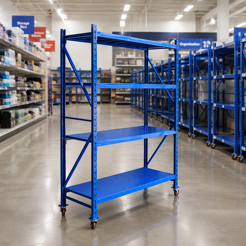 Light Duty Steel 4-Layer Powder Coated Storage Pallet Rack with Wheels 500kg Capacity for Warehouse Storage