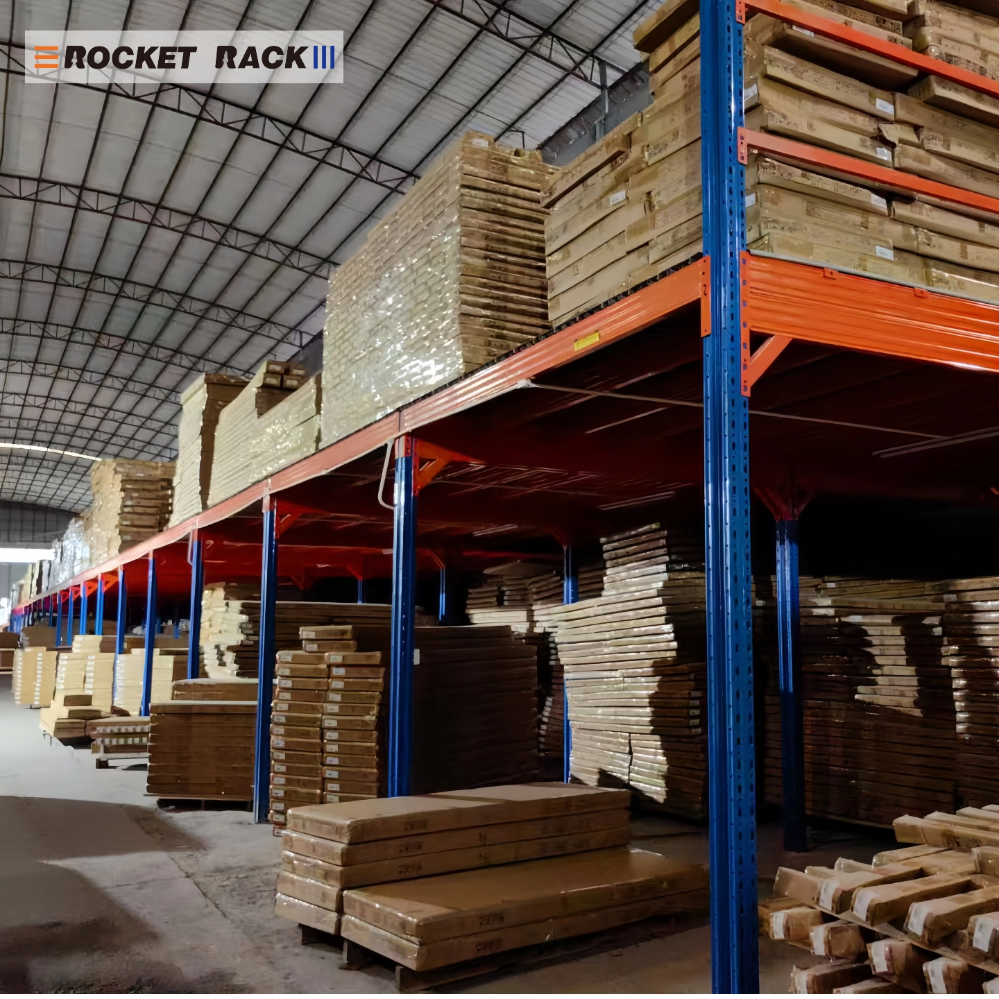2 Layers Certified High Density Heavy Duty Corrosion Protected Steel Mezzanine Rack 500kg/sqm Load Capacity Solid Steel Plate
