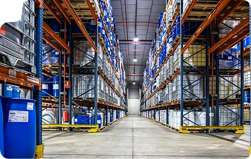 Heavy duty racking for chemical, lubricant and mining consumables