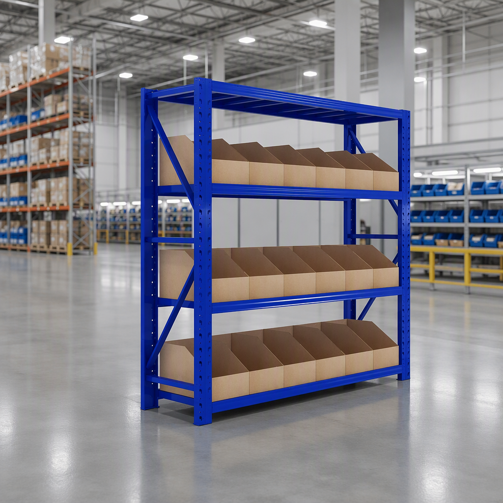 Factory Wholesale Industrial Metal Shelving Unit, Modular Slanted Pick Rack for Hardware &amp; Small Parts Storage