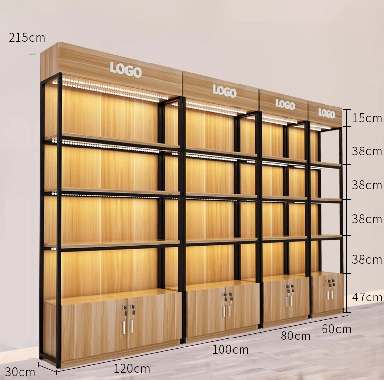 Customized Wooden Gondola Supermarket Shelf Single Sided Display Rack Pharmacy Convenience Store Display Rack