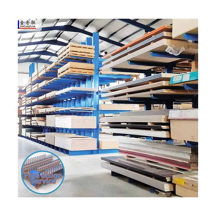 Single Sided 5 Layer Steel Cantilever Storage Rack Complete Small Bolts Nuts Anti-Corrosion Treatment High Storage Efficiency