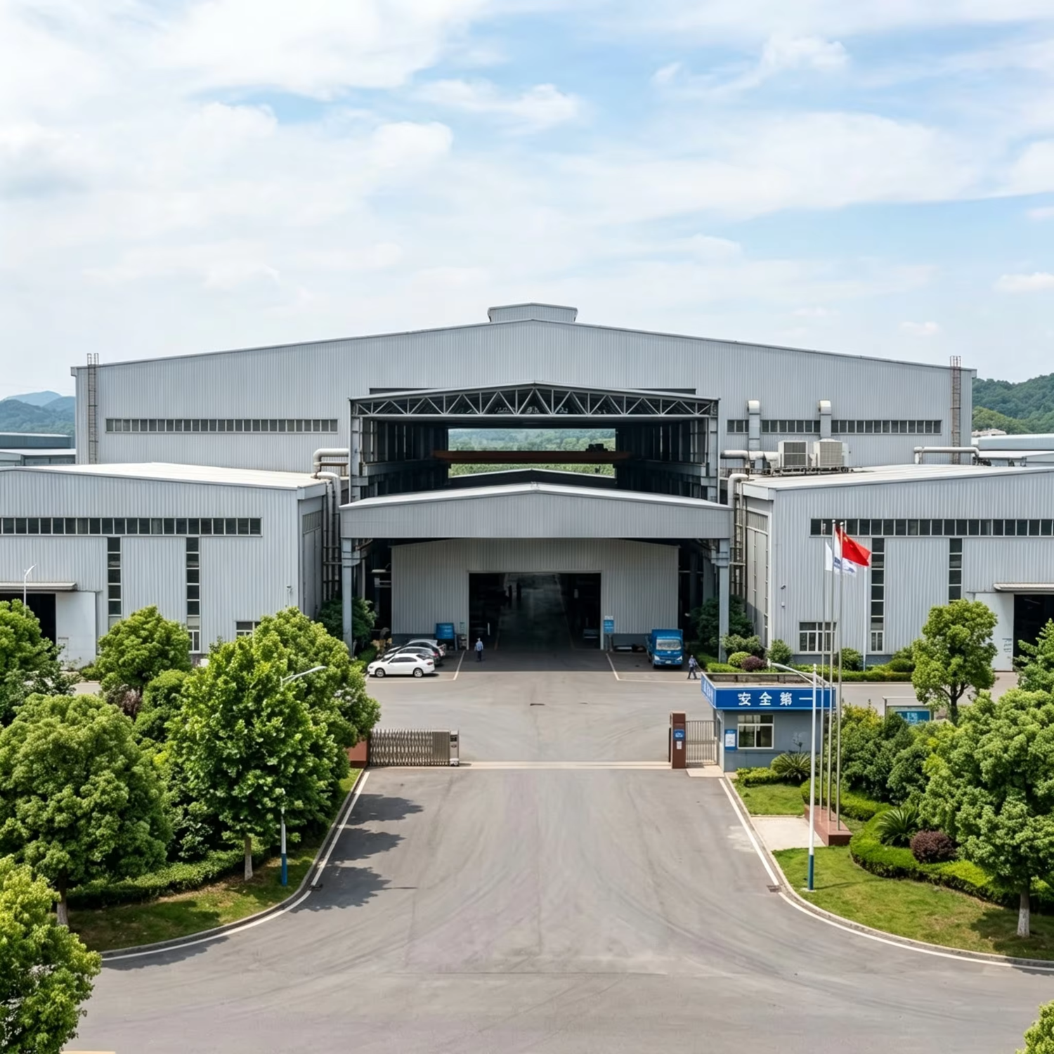 High Bay Galvanized Steel Structure Workshop Warehouse Interior Multi Tier Pallet Racking Central Aisle Prefab 3PL Fulfillment