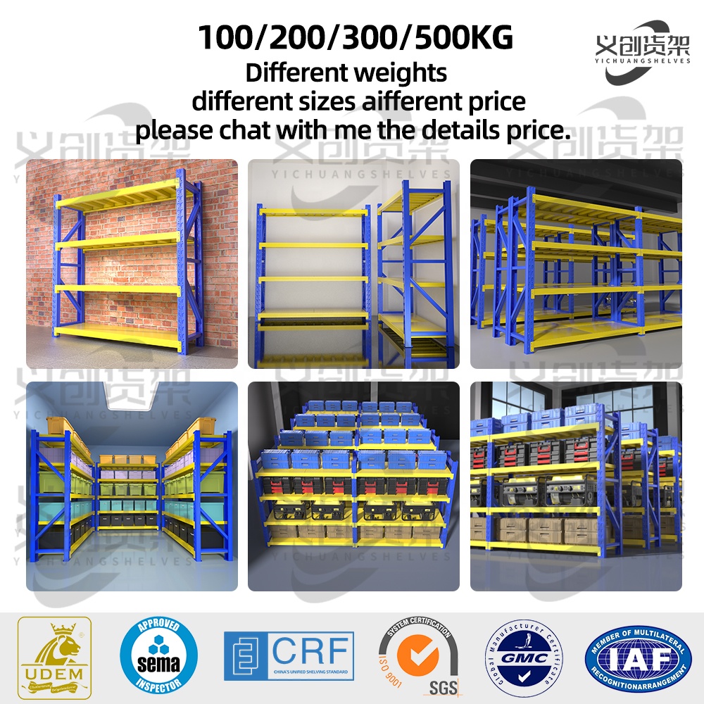 Steel Heavy Duty Load-Bearing 500kg/Layer Adjustable Storage Shelves Customizable Warehouse Medium Duty Shelving Racking