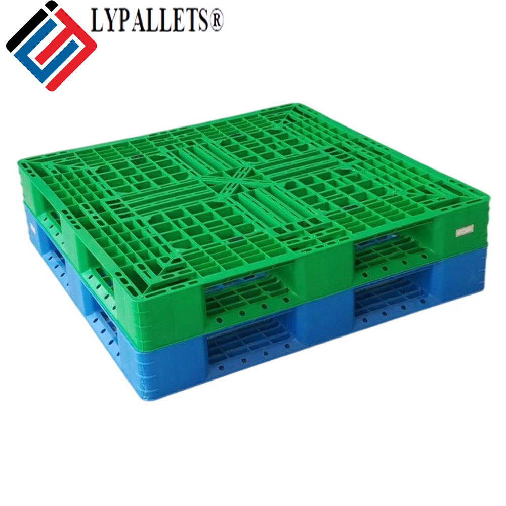 Industrial 4-Way Single Faced Stackable Plastic Warehouse Pallets For Convenient Storage Rack Heavy Duty European Single Deck