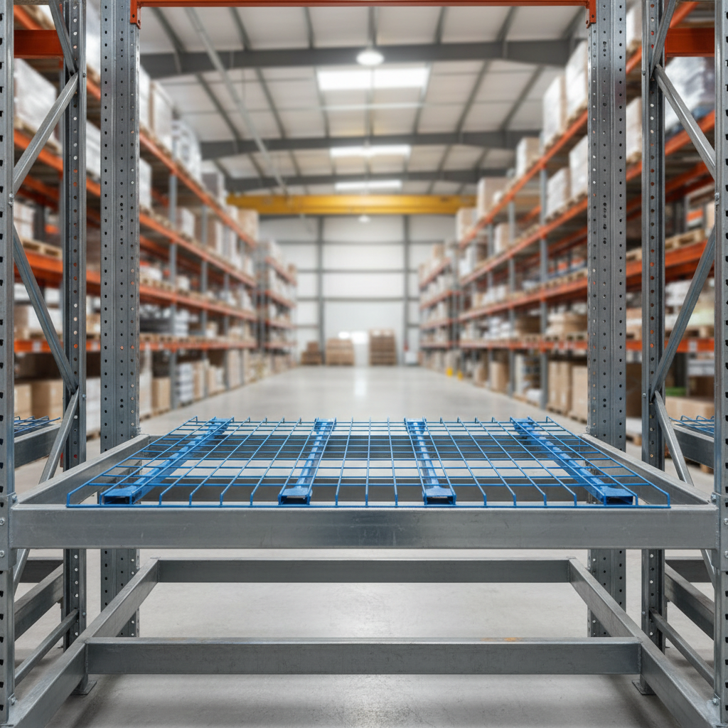 Jiamu European Style Inverted Pallet Rack Durability Stability Zinc Steel Wire Mesh Decking Galvanized Powder Coated Foldable