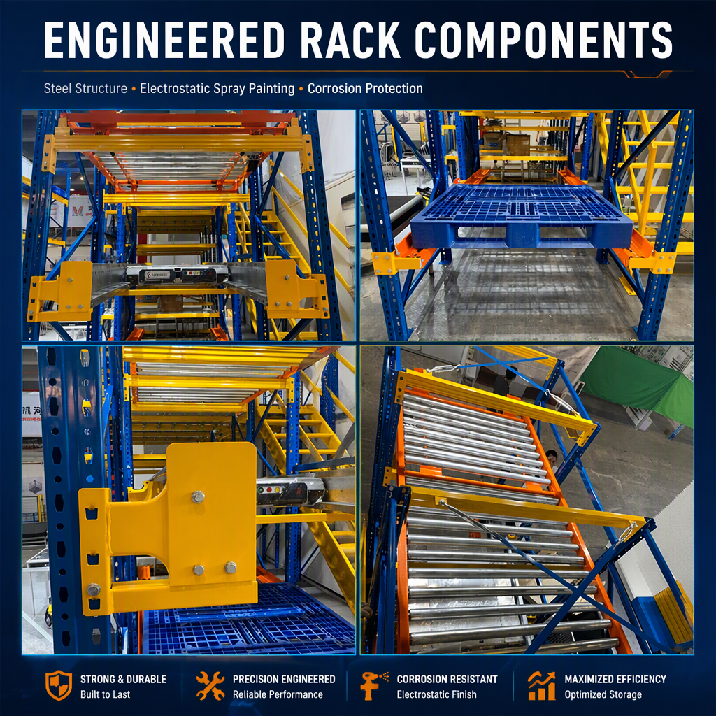 High-Density Ratio Shuttle Racks System Asrs 4 Way Shuttle Racking Radio Shuttle Pallet Rack