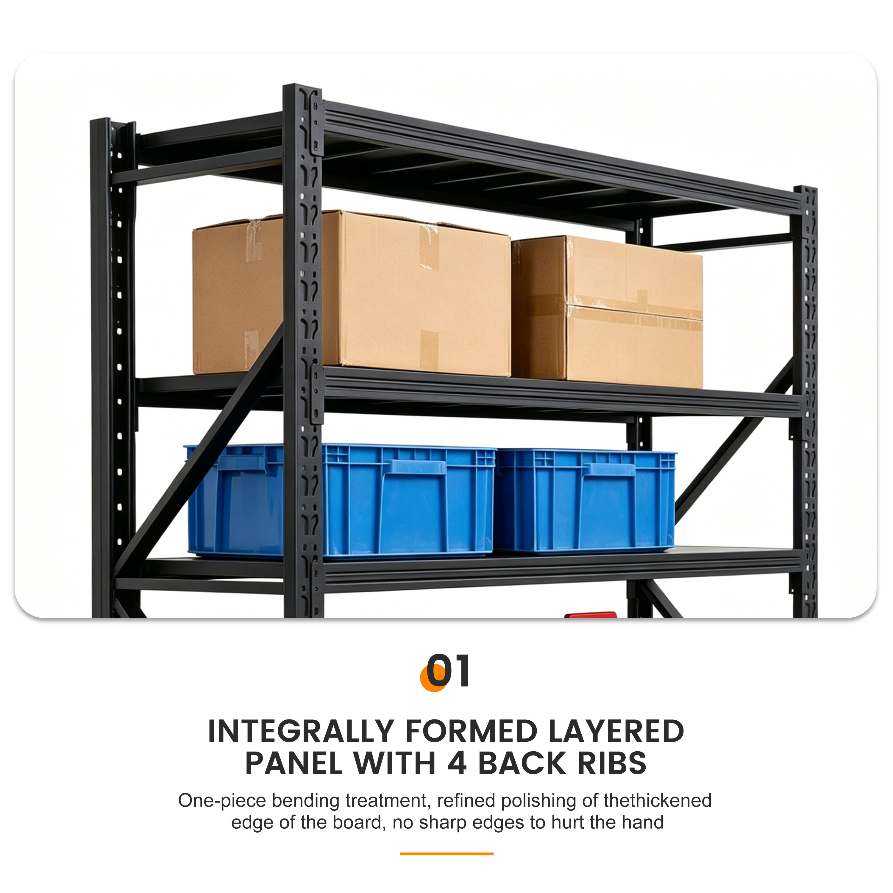 Steel Multi Level Storage Rack Powder Coated Corrosion Protected Card Slot Shelving Unit for Workshop Garage Warehouse