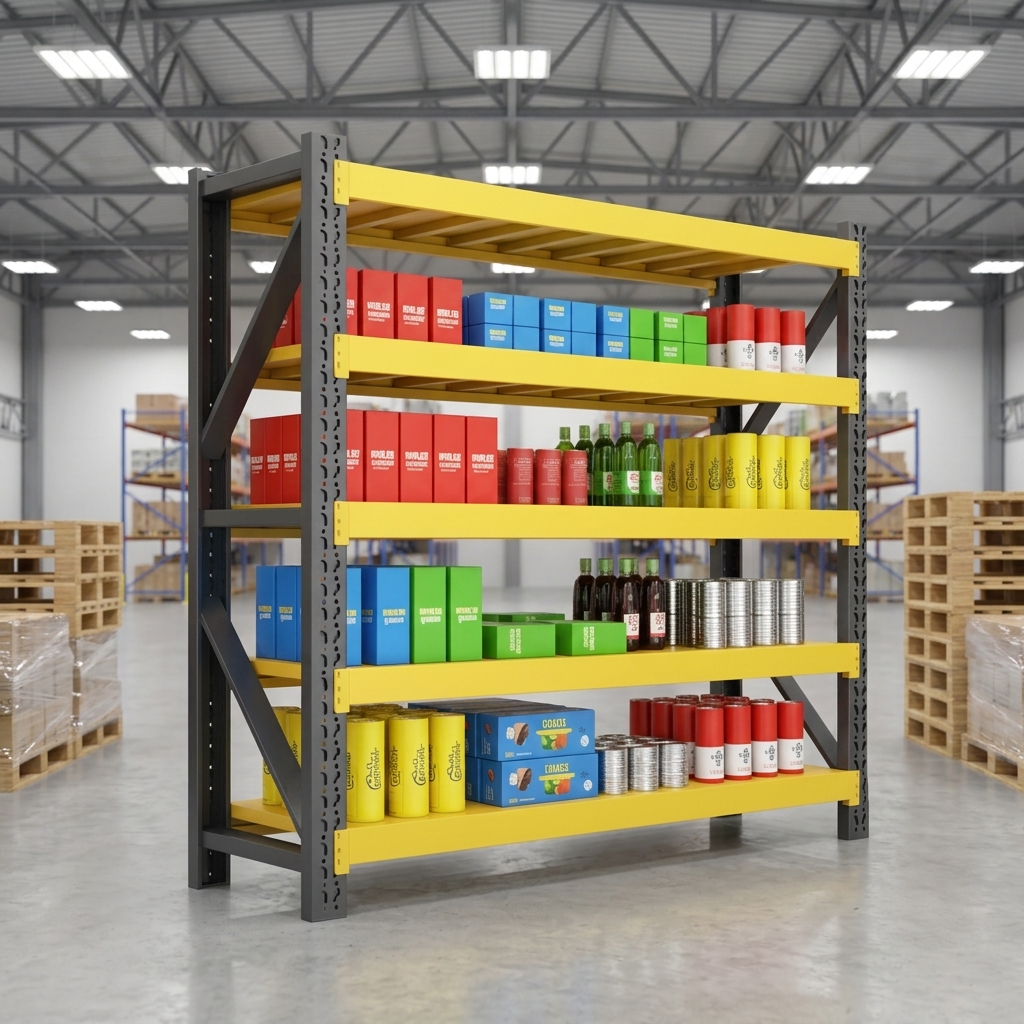 Boltless Adjustable Heavy Duty Load-Bearing 300kg/Layer Iron 4-Layer Industrial Storage Shelf Racking System