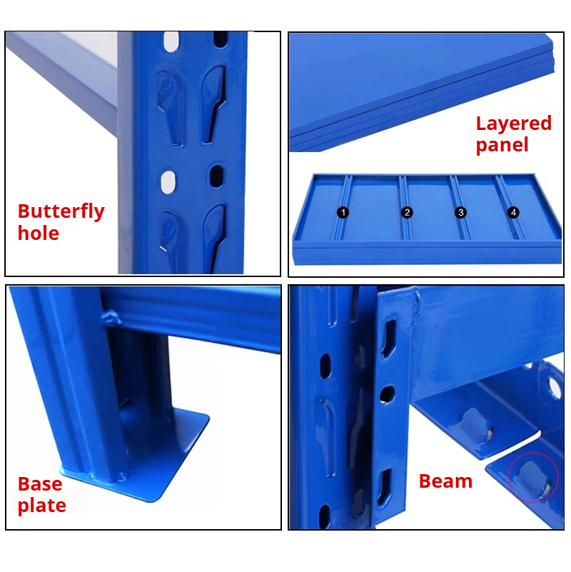 Q235 Steel Anti-Rust Adjustable Shelving Unit 2000x600x2000mm 4-Layer Medium Duty Storage Rack Butterfly Hole Design Garage