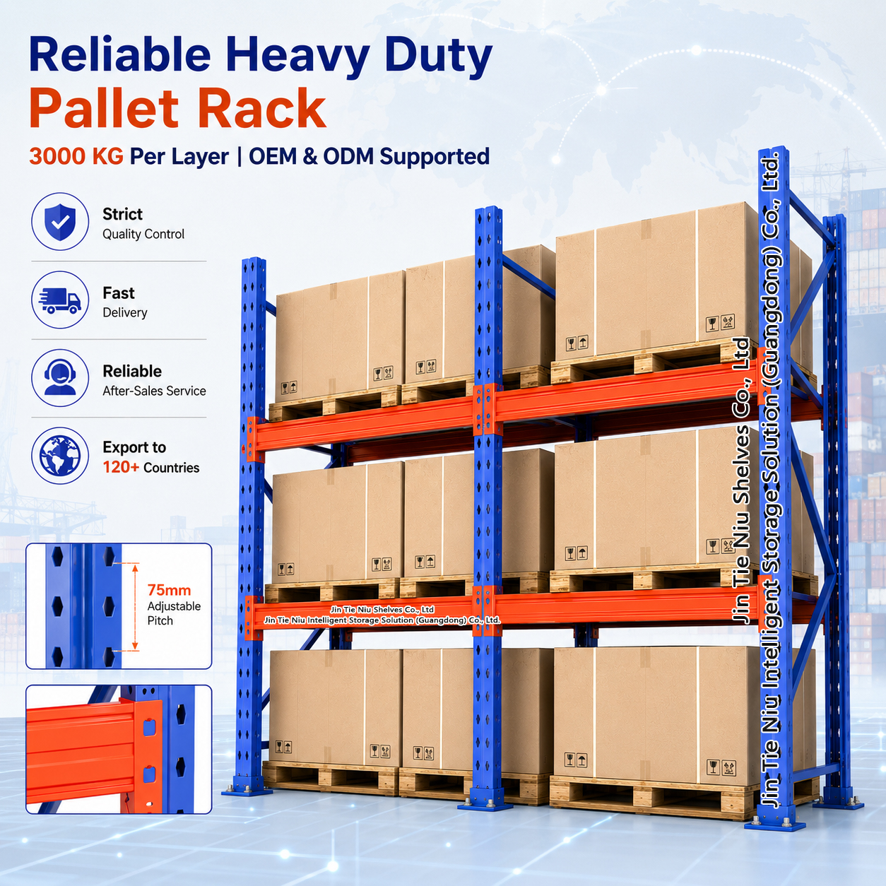 3000KG Heavy Duty Multi-Level Corrosion Protected Powder Coated Steel Pallet Rack Warehouse Storage Industrial Racking System