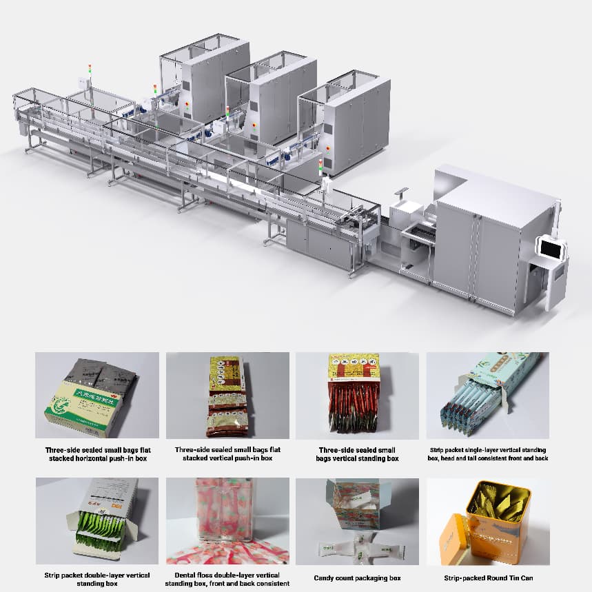 Bulk Product Feeders 3-in-1 Vertical Stacking Machine Multi Lane Pouch Alignment Feeder