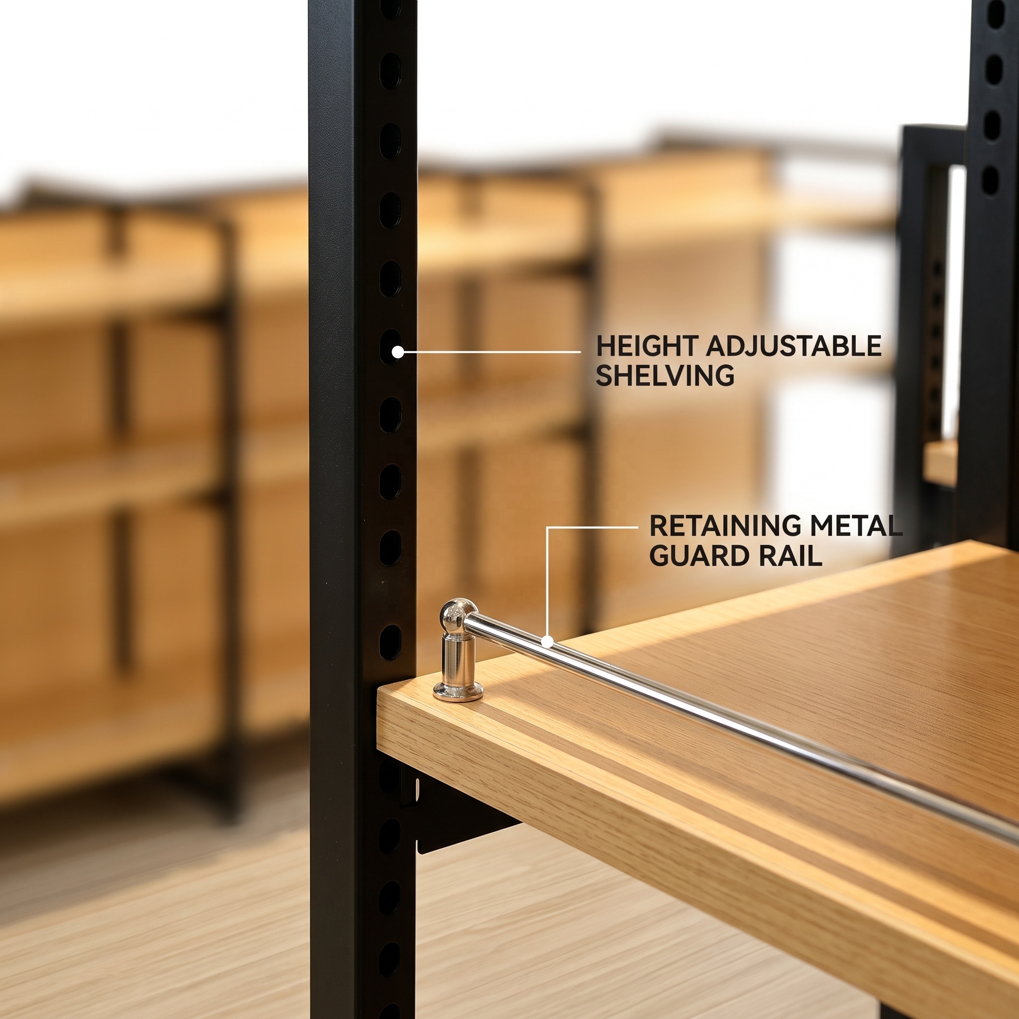 Metal Gondola Shelving With Wooden Shelves Grocery Convenience Store Display Racks Supermarket Aisle Shelves
