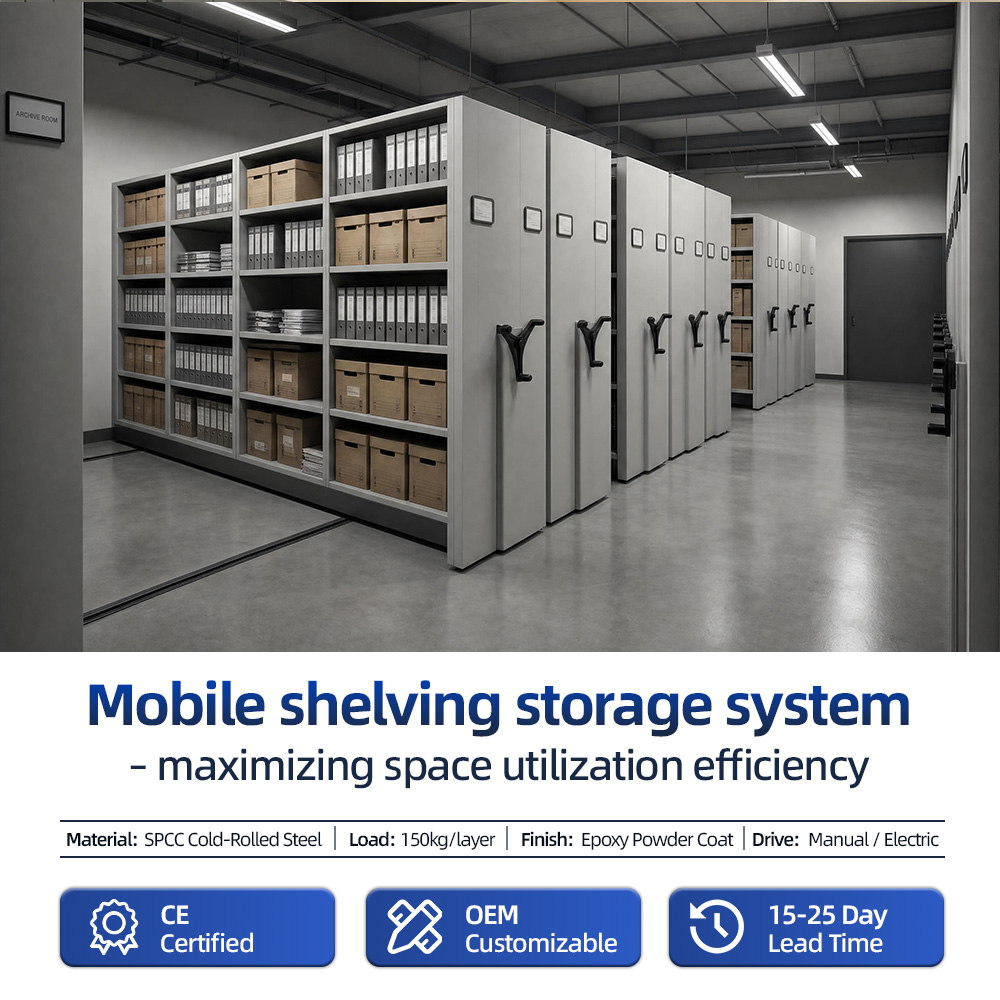 Modular Assembly High Density Mobile Shelving Steel Compactor System for School & Workshop Warehouse Goods Stacking Railing Bays