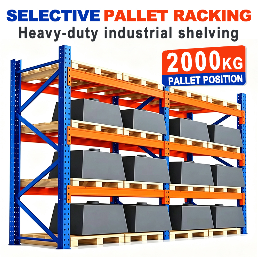 L2200*W1200*H4050mm 4-layer 2000kg Heavy Duty Pallet Rack Industrial Warehouse Shelving Adjustable Steel Storage Rack System