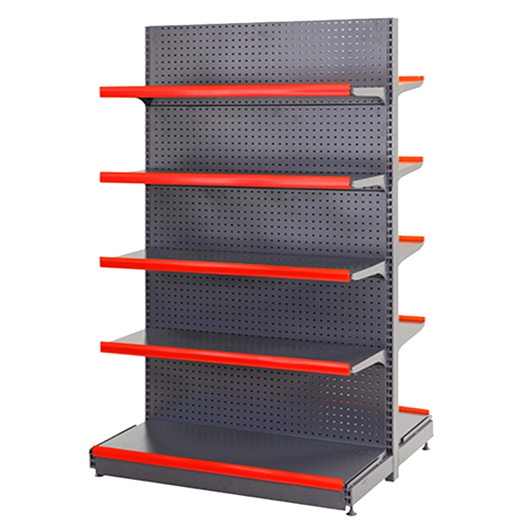 Guichang Double-Sided Heavy Duty Metallic Freestanding Epoxy Powder Coated Supermarket Rack Back Solid Shelf Quick Installation