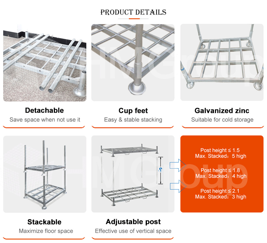 Heavy Duty Industrial Galvanized Metal Steel Storage Stacking Pipe Pallet Stillages Racks