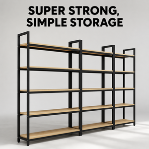 Industrial Steel Wood Storage Shelf Adjustable 5 Tier Display Rack Combined Metal Wooden Bookshelf for Shop Home Exhibition