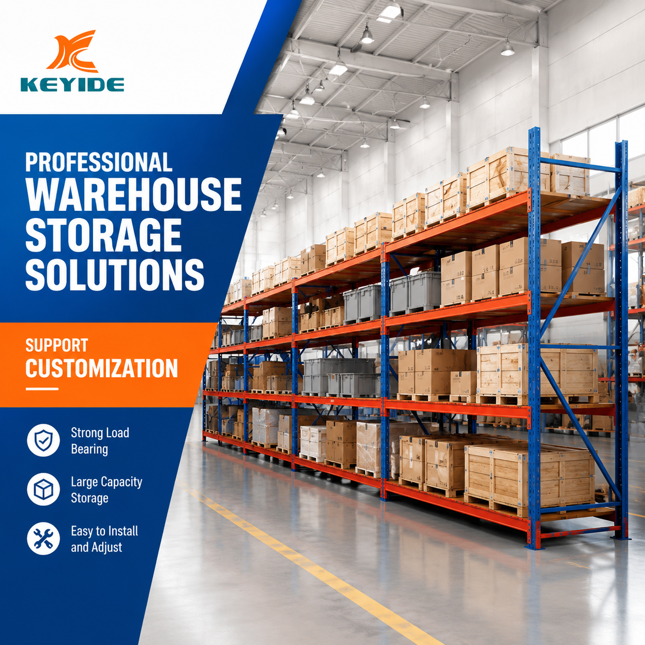 Heavy Duty Pallet Storage Rack With Side Safety Mesh Warehouse Adjustable Beam Type Pallet Racking System