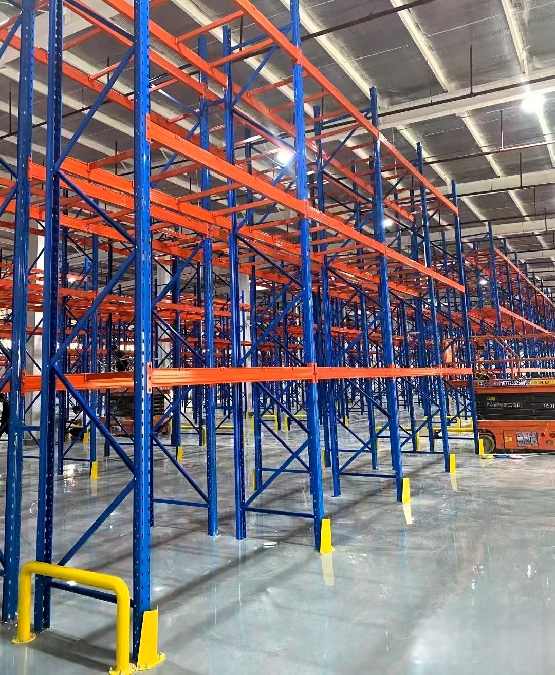 ISO CE Standard 5 Layer Corrosion Protection Blue and Orange Selective High Bay Storage Heavy Duty Pallet Racking System