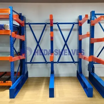 Heavy duty cantilever racking for steel pipes, rebar and timber