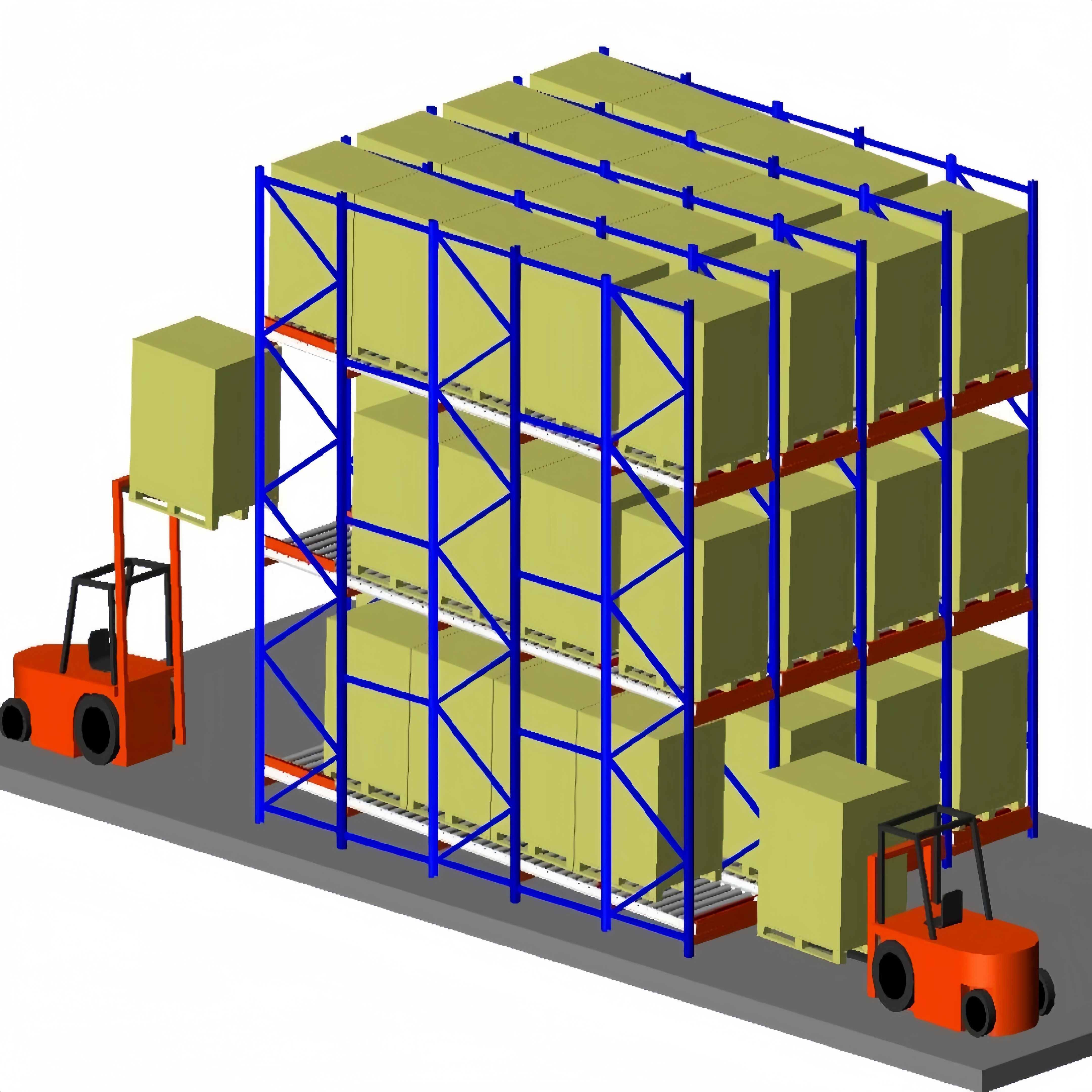 Industrial Live Pallet Racking Cold Storage Heavy-Duty Steel 4-Layer Roller Corrosion Protection Stacking Rack Shelves TUV