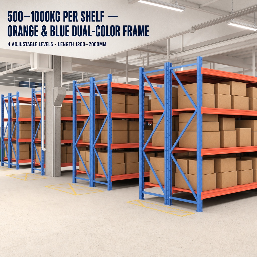 Adjustable 4-Layer Medium Duty Boltless Steel Shelving Rack Long Span Warehouse Racking System Corrosion Protection For Storage