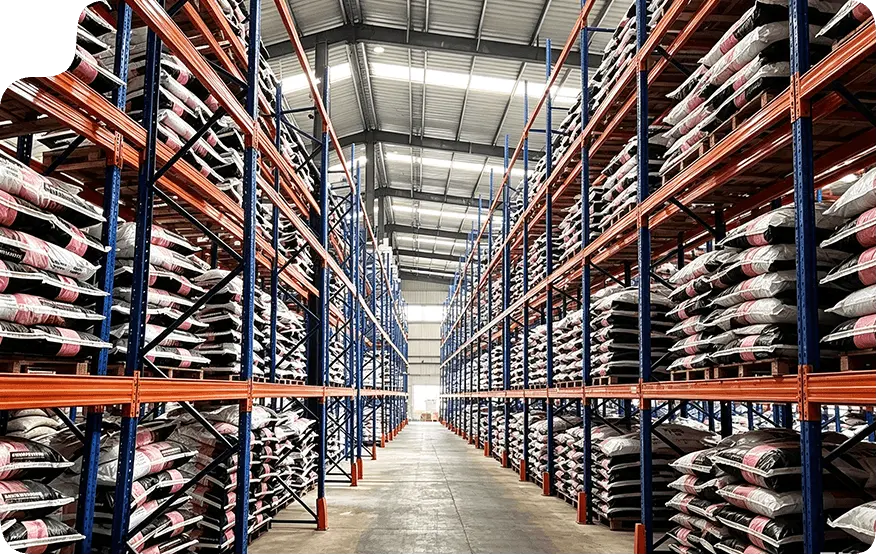 Building supplies storage with cantilever and pallet racking