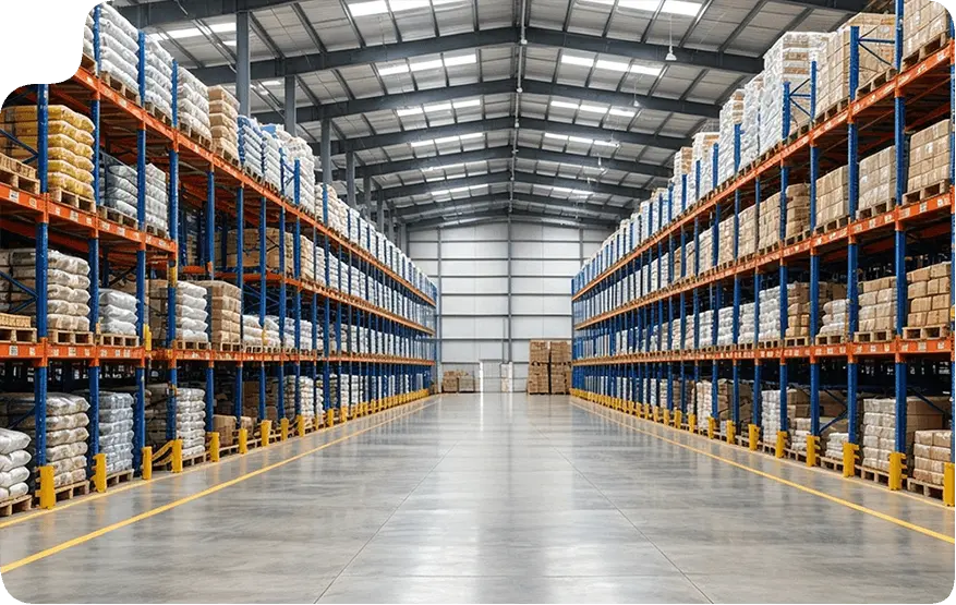 Agricultural warehouse racking for grain, seed and fertilizer storage
