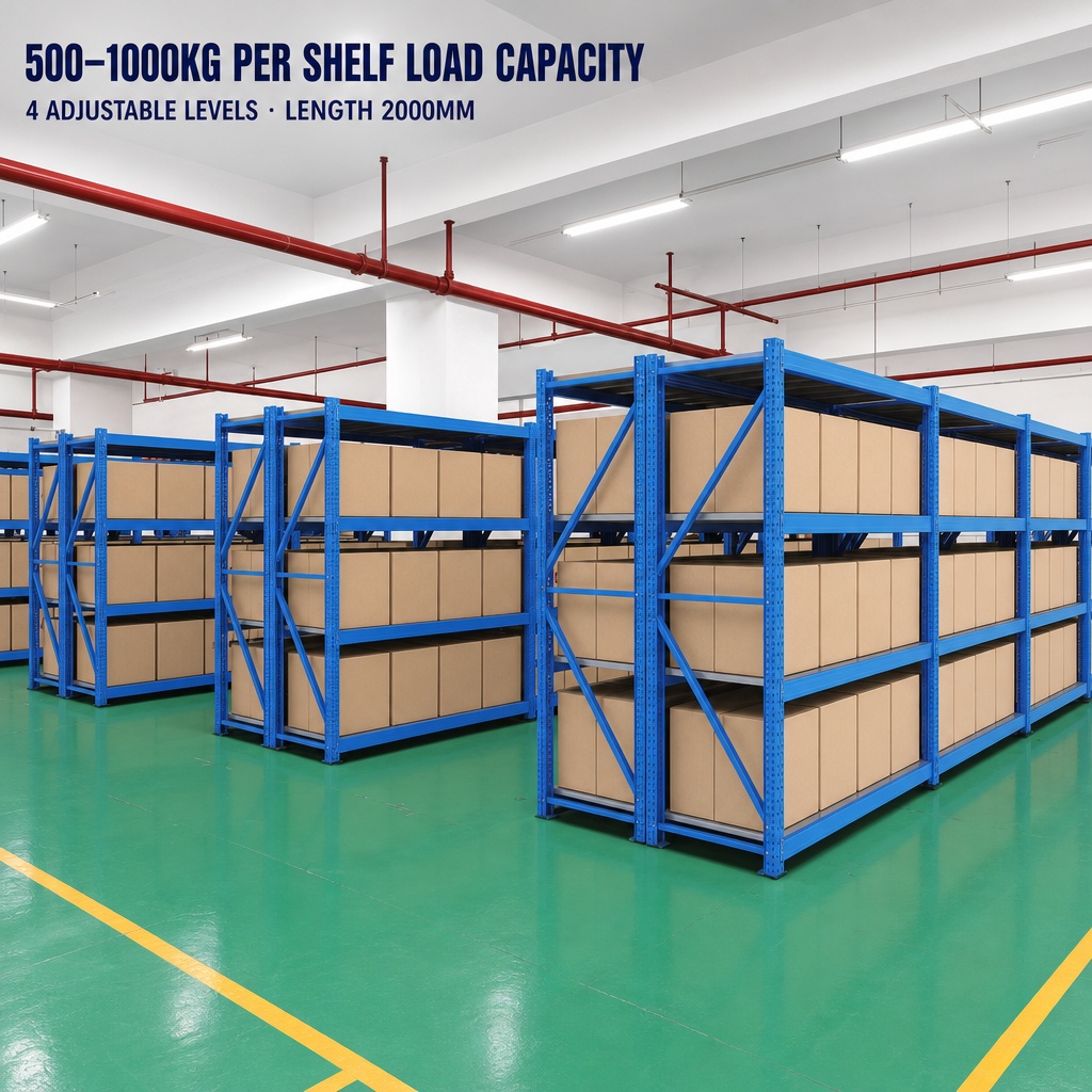 Superior Quality 4-Layer Steel Adjustable Boltless Rack Shelf Warehouse Storage Medium Duty Powder Coated Corrosion Protection