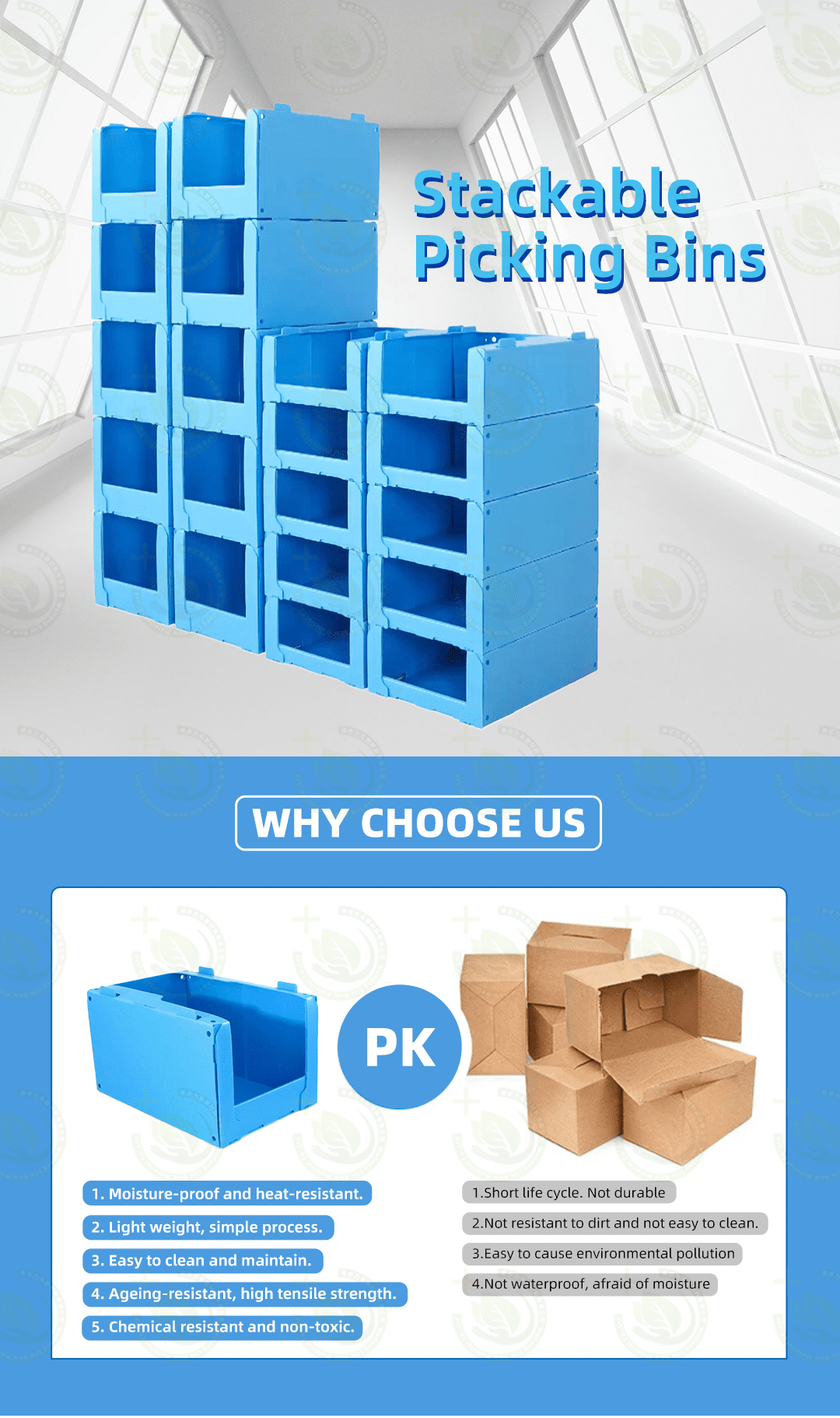 Custom Correx Stackable Clothing Pick Bins
