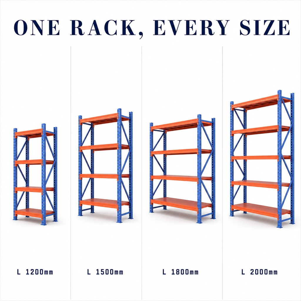 Adjustable 4-Layer Medium Duty Boltless Steel Shelving Rack Long Span Warehouse Racking System Corrosion Protection For Storage